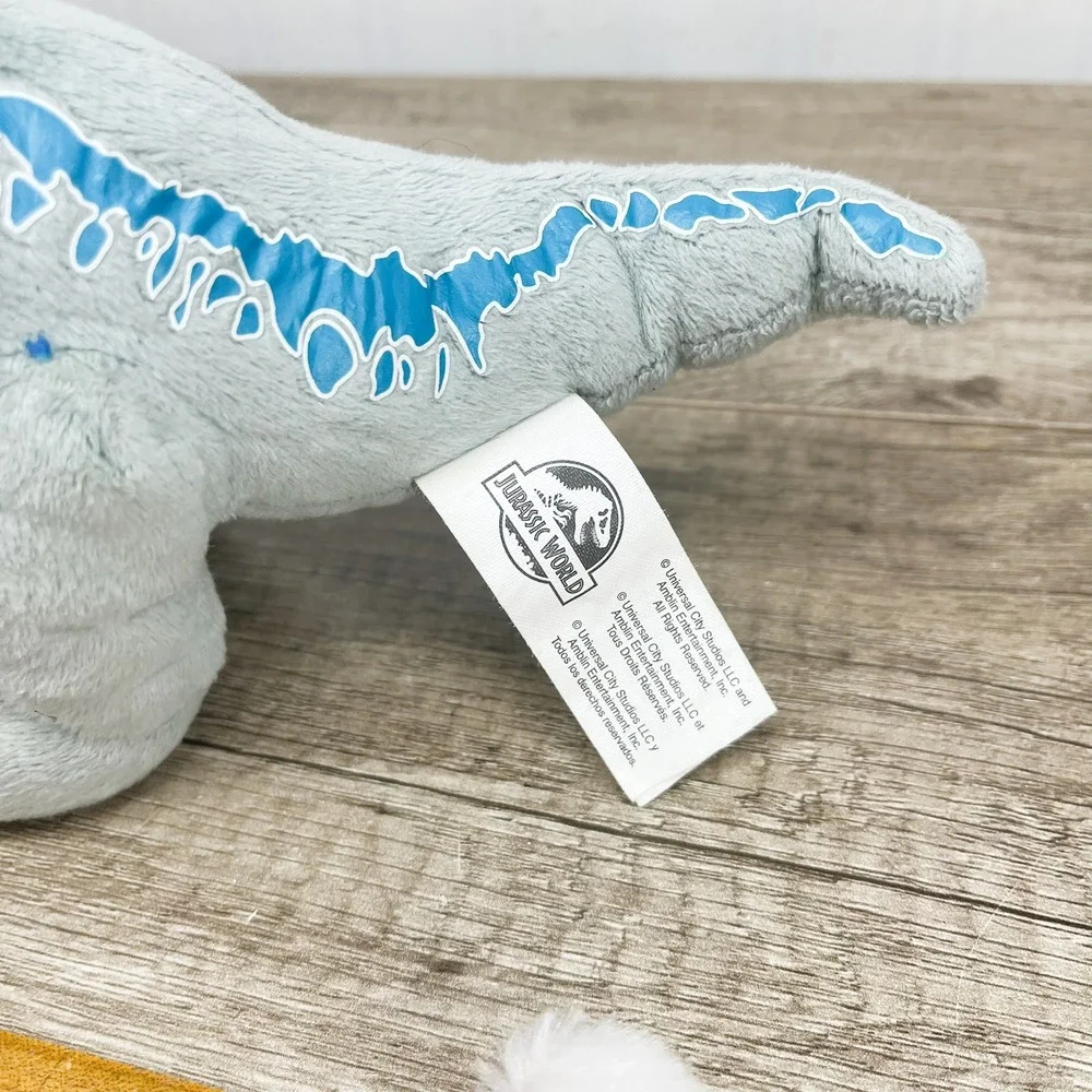 Jurassic World Blue Velociraptor Plush Grey Blue Stripe Dinosaur Toy 7 Inch